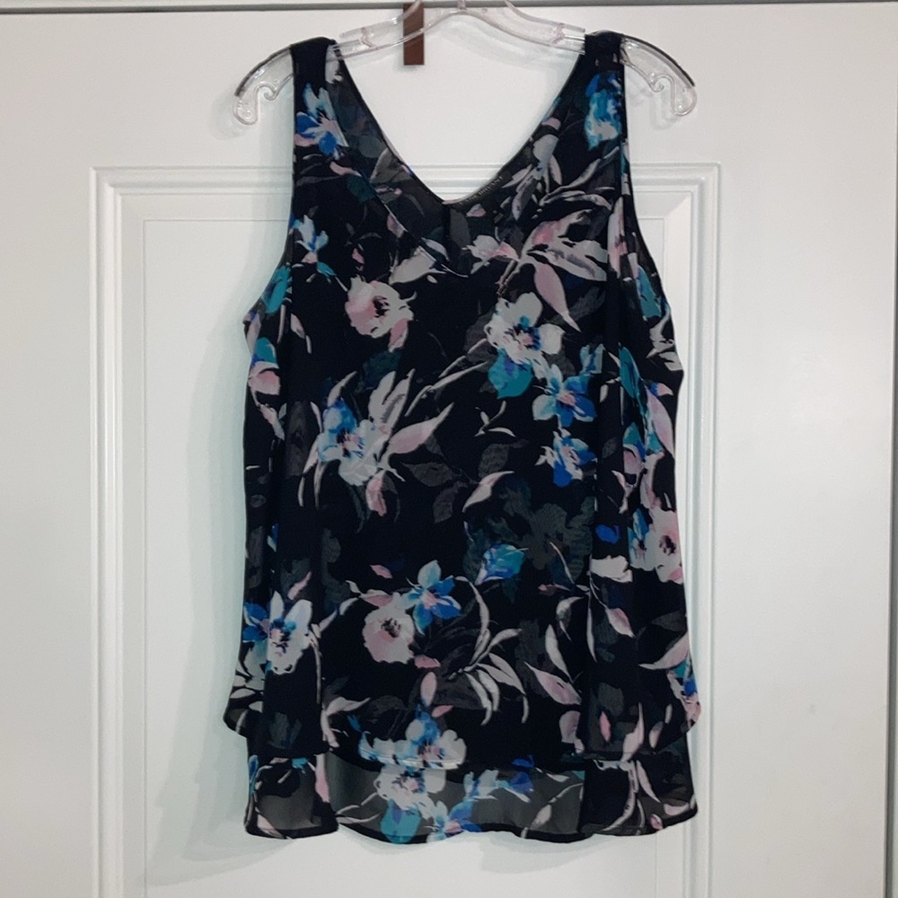 Lane Bryant Floral Print Chiffon Swing Top Size 14